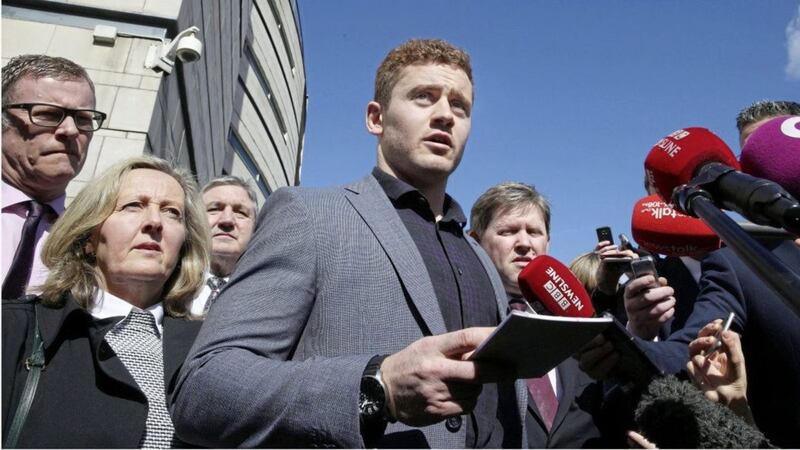 Paddy Jackson pictured after being acquitted of rape and sexual assault charges. Photo by Hugh Russell
