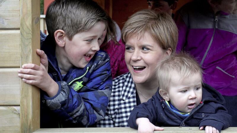 SNP leader Nicola Sturgeon on the election campaign trail visiting children in an Aberdeenshire nursery PICTURE: Jane Barlow/PA 