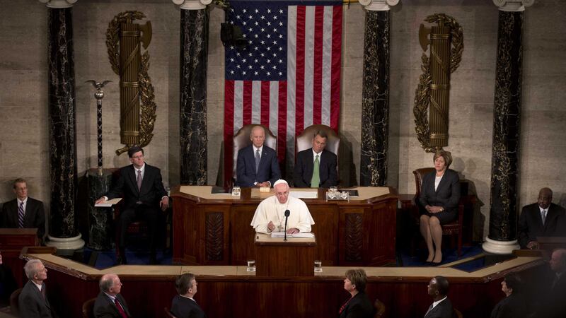 Pope Francis becomes the first pontiff in history to address the US Congress on Capitol Hill in Washington