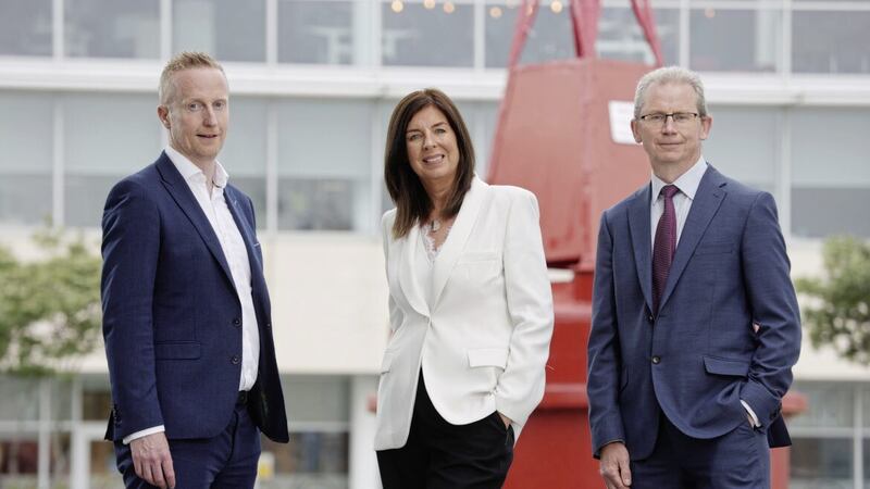Announcing the &pound;2.3m funding round for Cirdan are (from left) Niall Devlin, head of business banking at Bank of Ireland UK; Denise Sidhu, partner at Kernel Capital; and Cirdan director Stephen Dunniece. Picture: Brian Thompson 