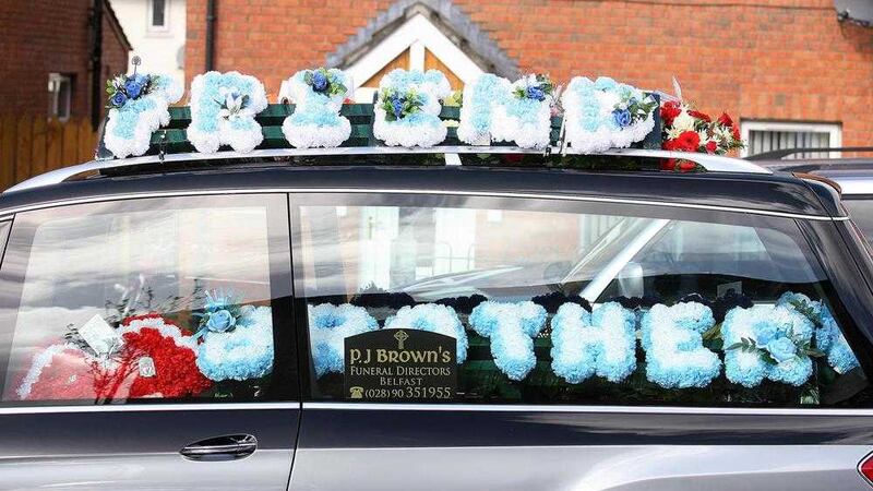Floral tributes at the funeral of Aaron Strong who died after taking prescription medication sold illegally&nbsp;