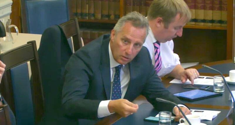 DUP MP Ian Paisley at the Northern Ireland Affairs Committee. Picture by Northern Ireland Affairs Committee, Press Association