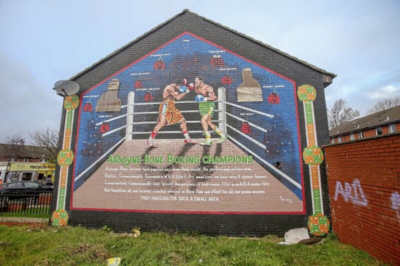 Boxing mural on Ardoyne Avenue, north Belfast. Picture by Mal McCann 
