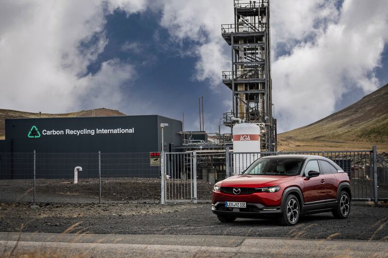 Days before the town of Grindavik is evacuated, we’re looking around a nearby e-fuel facility. (Mazda)