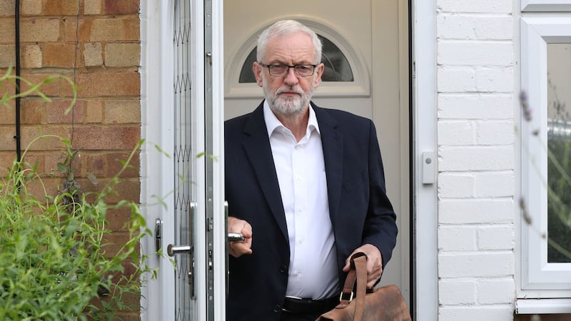 &nbsp; Labour leader Jeremy Corbyn leaves his north London home