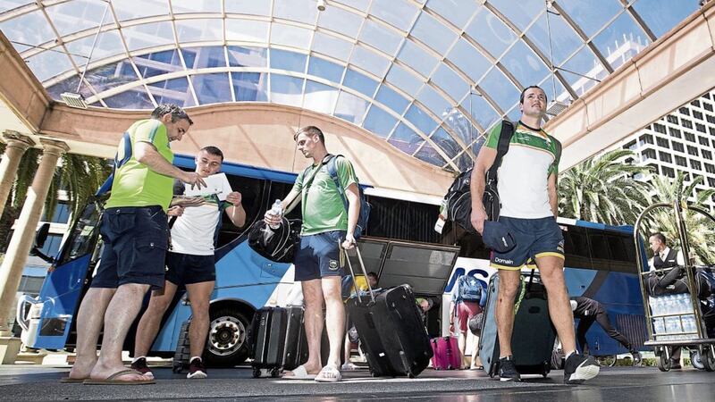 Michael Murphy and the Ireland team arrive at their hotel in Perth on Wednesday Picture by INPHO/Tommy Dickson 