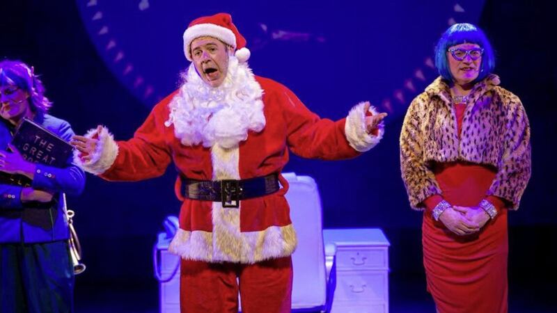 Alan McKee stars as Santa, alongside Rosie McClelland and Conor Grimes in What the Reindeer Saw at Belfast&#39;s Lyric Theatre this Christmas 
