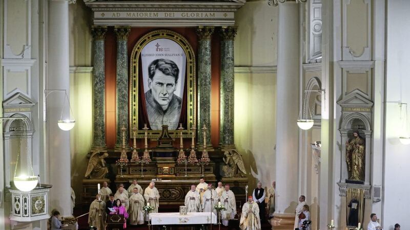 A service at Gardiner Street Church in Dublin during the beatification of Fr John Sullivan Picture: Brian Lawless/PA 