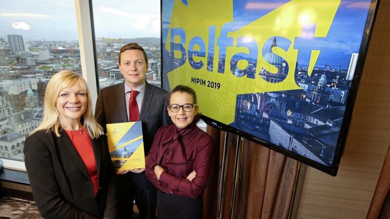 Pictured are: Suzanne Wylie, chief executive of Belfast City Council; Councillor Donal Lyons, chair of Belfast City Council&rsquo;s city growth and regeneration committee; and Jackie Henry, senior partner at Deloitte and chair of the private sector taskforce leading the Belfast at MIPIM delegation. 