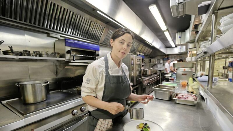 Chef Danni Barry at work in the kitchen &ndash; lunch doesn&#39;t usually happen as I&#39;m normally preparing other people&#39;s lunches and can&#39;t eat at the same time Picture: Hugh Russell 