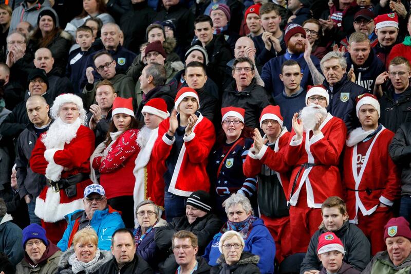 Burnley fans dressed as Santa
