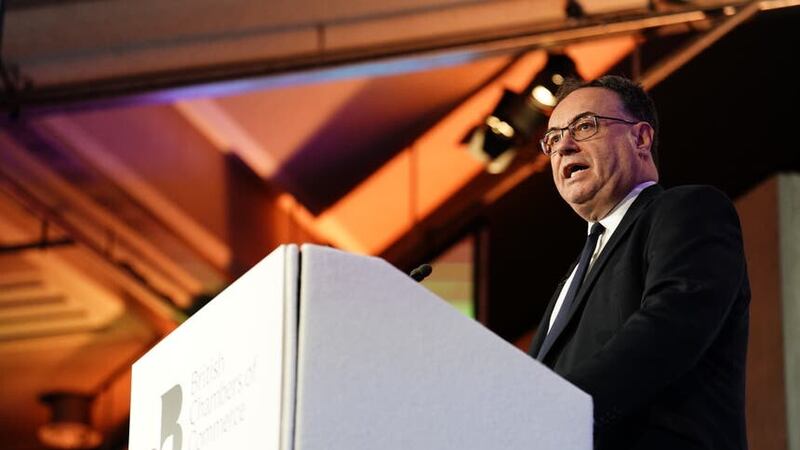 Andrew Bailey, Governor of the Bank of England, and others voted to bring interest rates to 5% (Jordan Pettitt/PA)