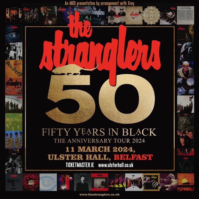 The poster for the Belfast show on The Stranglers' Fifty Years In Black tour