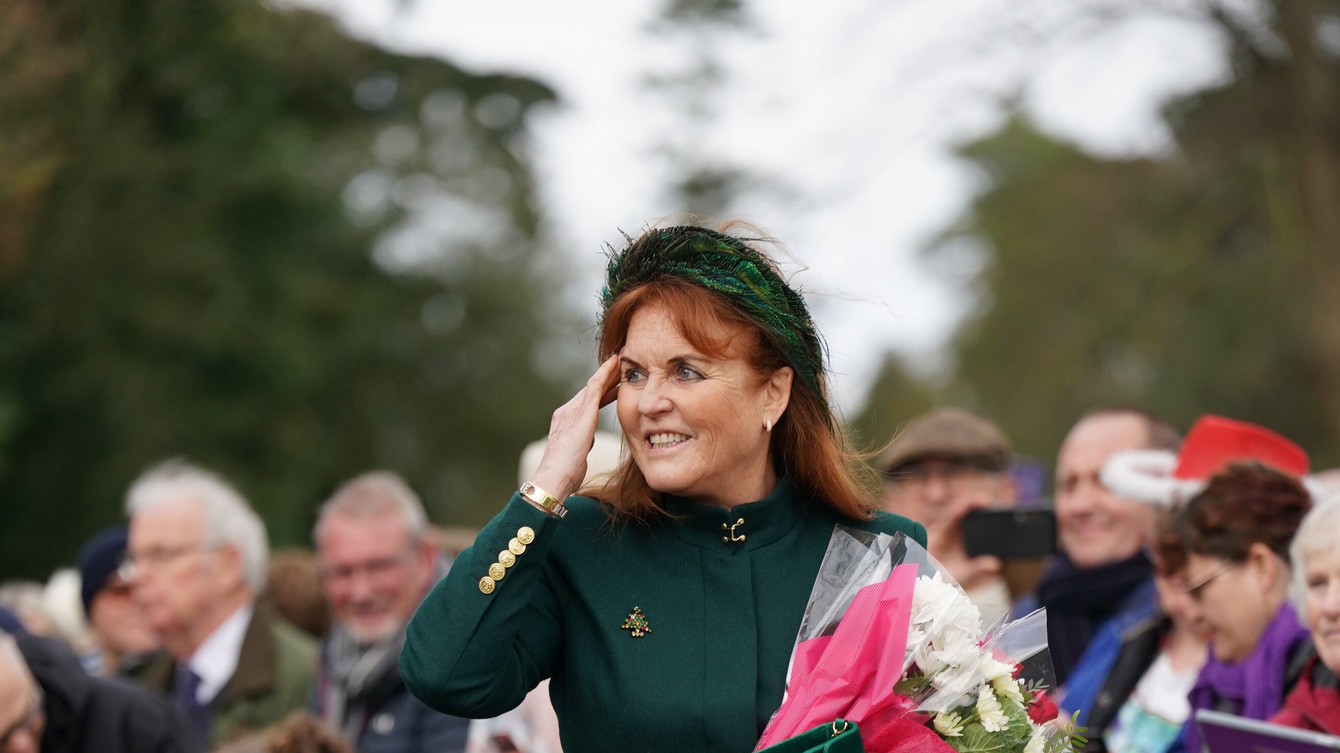Sarah, Duchess of York attending the Christmas Day morning church service at St Mary Magdalene Church
