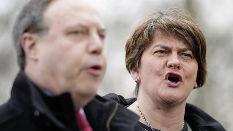 DUP leader Arlene Foster and deputy leader Nigel Dodds. Picture by Yui Mok/PA Wire 