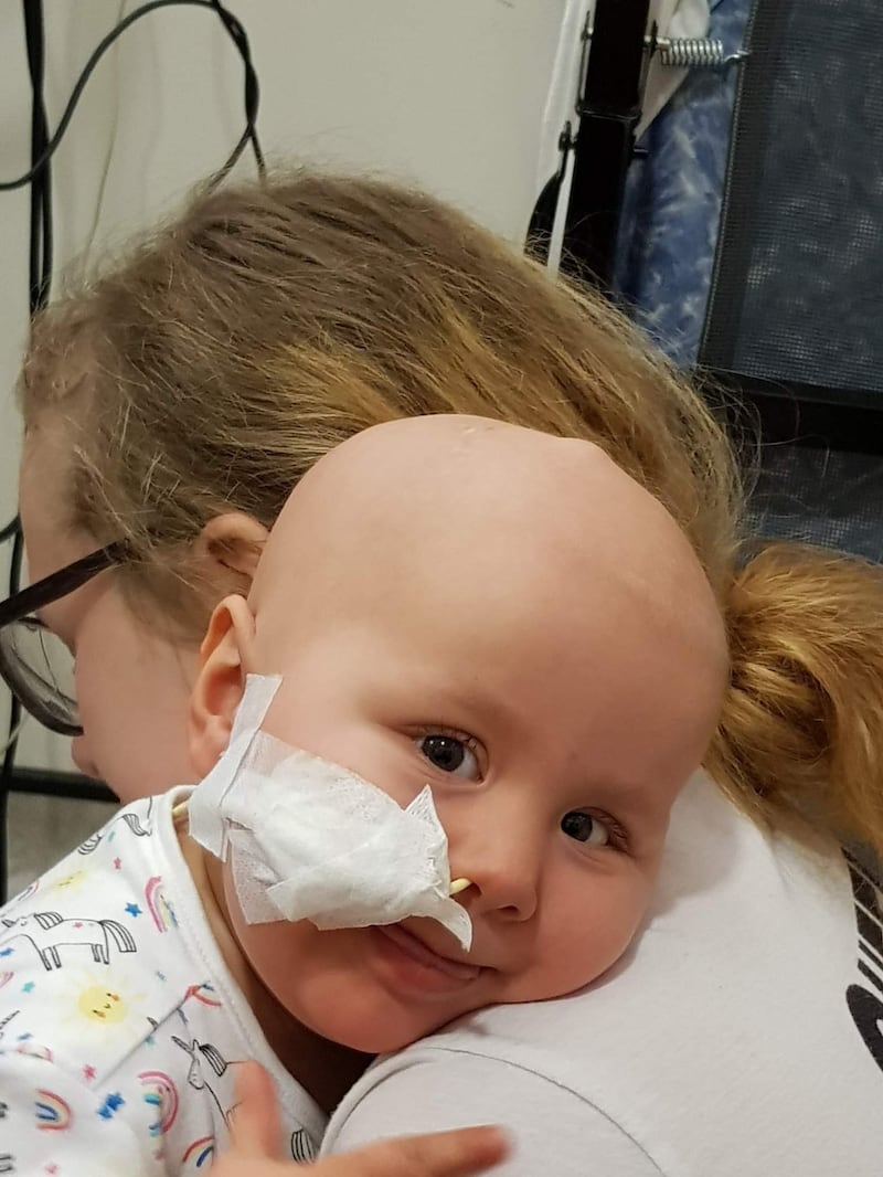 Amelia in hospital during chemotherapy