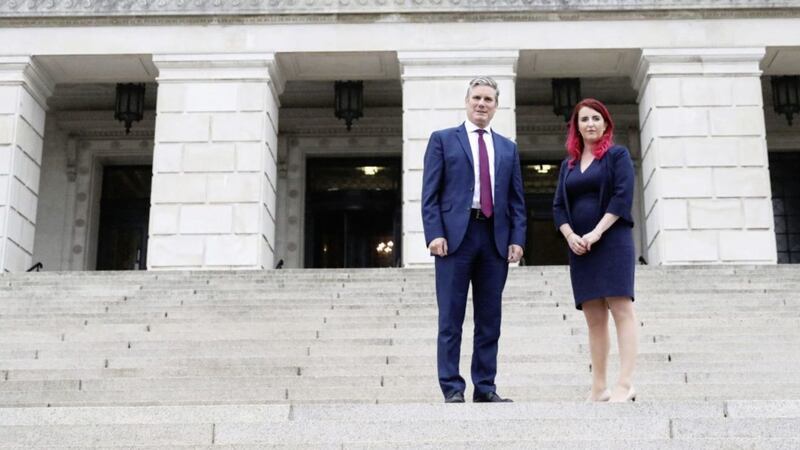 Labour Party leader Sir Keir Starmer with shadow Northern Ireland secretary Louise Haigh at the Parliament Buildings at Stormont during a visit to Belfast. Picture by Peter Morrison/PA Wire  