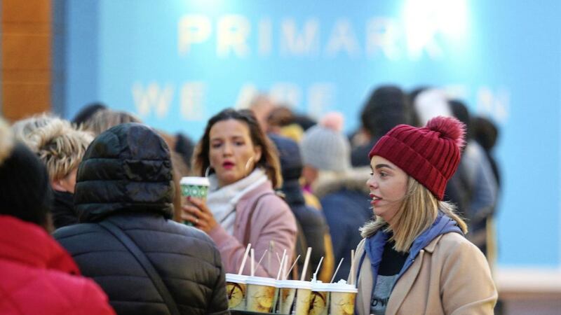 Shoppers queued from 6am on Saturday for the reopening of Belfast&#39;s Primark store. Picture by Mal McCann 