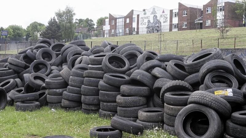 Tyres dumped at a loyalist bonfire in north 