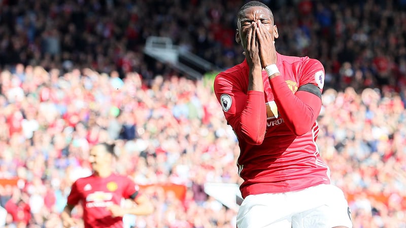 Manchester United's Paul Pogba rues a missed chance during Sunday's draw with Stoke at Old Trafford<br />Picture by PA&nbsp;