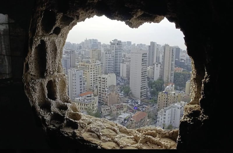 The view from a sniper&#39;s nest in the Holiday Inn, Beirut. Picture by Abdallah El Binni 