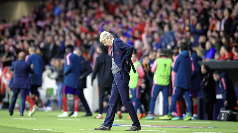 Arsenal manager Arsene Wenger saw his side bow out of the Europa League after defeat to Atletico Madrid 