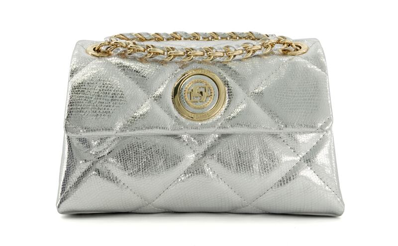 Dune London Duchess S Silver Small Quilted Leather Bag