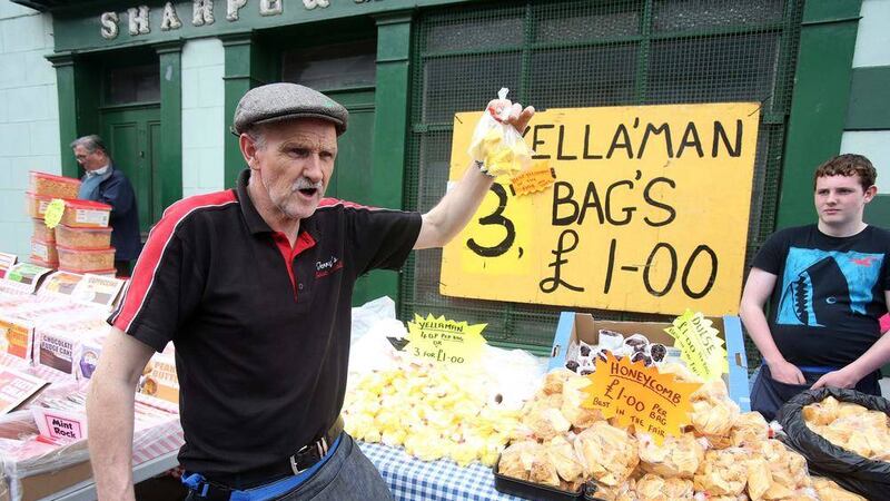 Terry Dempster from Ballymena, who has been selling 'yellaman' at the Auld Lammas Fair for 36 years.