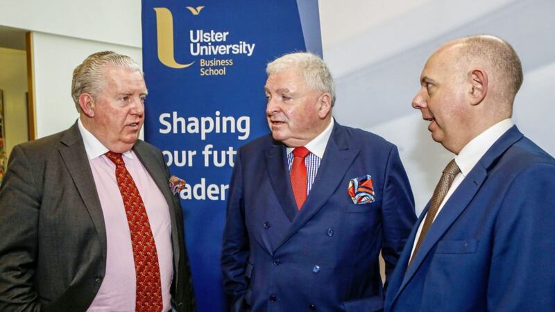 MJM Group chairman Brian McConville (left) with PKF-FPM managing director Feargal McCormack and Professor Mark Durkin from the Ulster University Business School. Photo: Darryl Mooney Photography 