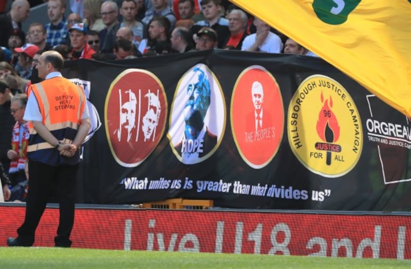 Liverpool fans unveil a banner supporting Jeremy Corbyn