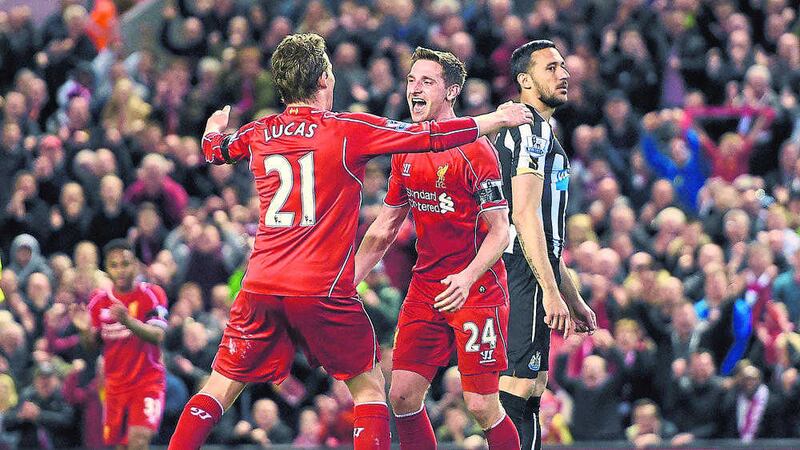 Joe Allen (right) has been finding the net for Liverpool recently - and scored the penalty shoot-out winner against Stoke in the League Cup semi-final. 