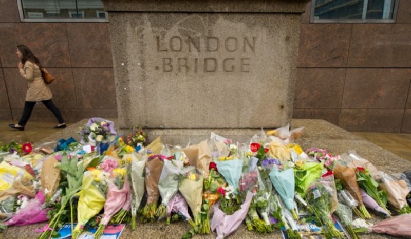 flowers left at london bridge (Dominic Lipinski/PA)