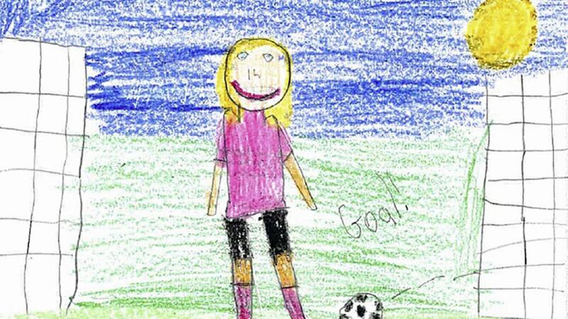 Drawing of a footballer by Cara (aged nine), as a survey found that working in social media or gaming is becoming a more common career aspiration for 21st century youngsters 