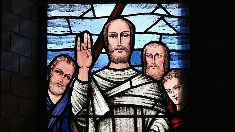 Detail from the stained glass window dedicated to St Columbanus at Ballyholme Parish Church, Bangor Picture courtesy of Ards and North Down Borough Council. 