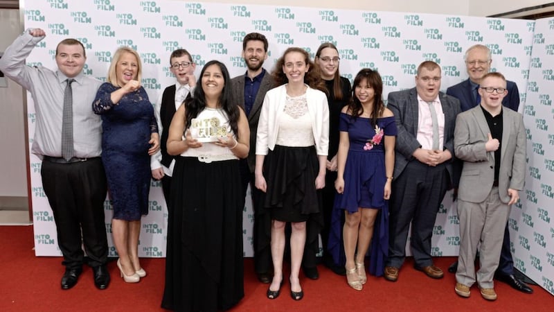 Horrible Histories actor Laurence Rickard presented young people from Mencap's Northern Ireland Youth Forum with the Best Live Action Film - 13 and Over Award at the 2017 Into Film Awards at ODEON Leicester Square, London.