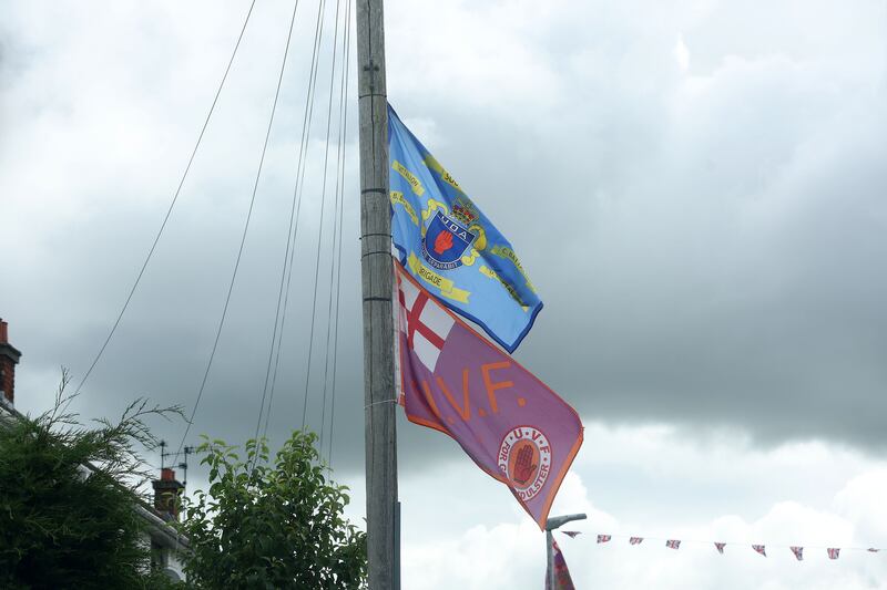 UDA and UVF flags erected in a Lurgan estate where a young Catholic mother faced sectarian abuse in her own home earlier this year. 