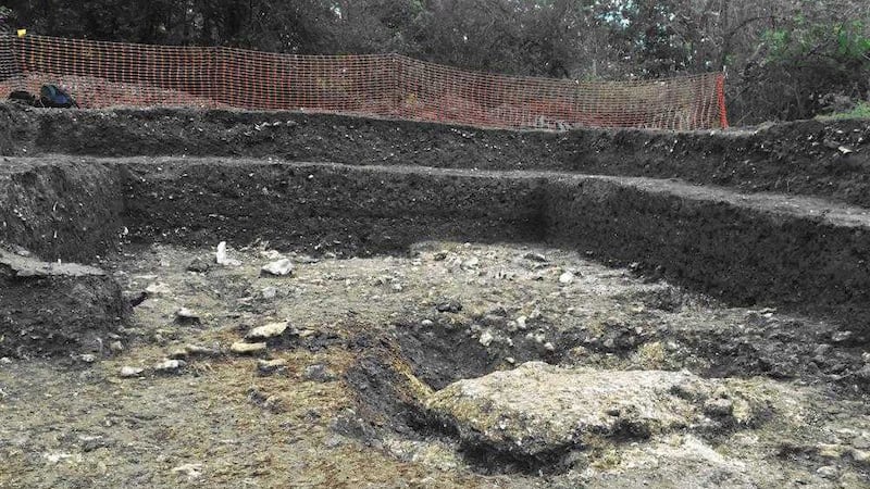 A photo issued by University of Buckingham of the site at Blick Mead 