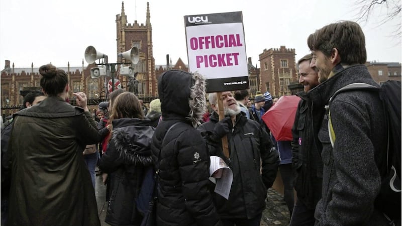 Students joined staff at the UCU strike. Picture by Hugh Russell 