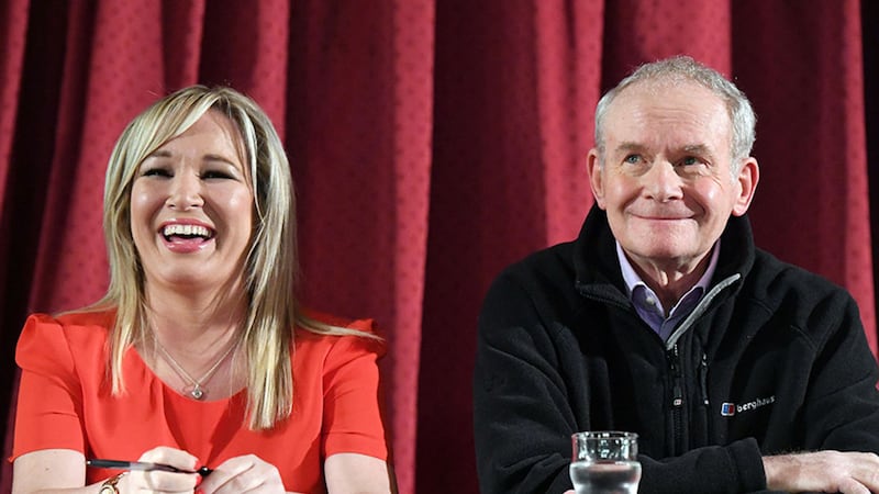 Michelle O'Neill and the late Martin McGuinness&nbsp;