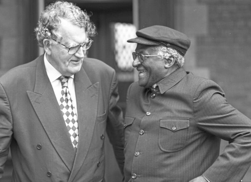 Archbishop Desmond Tutu with Maurice Hayes in 1998. Picture by Bobbie Hanvey 