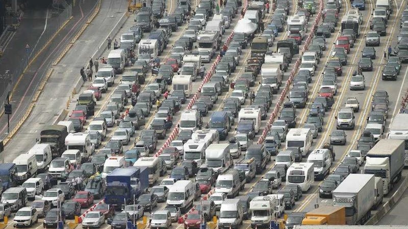 Vehicles queuing at the Port of Dover in Kent. Picture by Yui Mok, Press Association