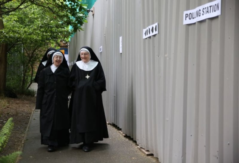 nuns at polling station in london (Isabel Infantes/PA)
