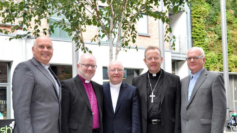 From left: Rev Brian Anderson, Archbishop Richard Clarke, Archbishop Eamon Martin, Dr Ian McNie and Dr Donald Watts 