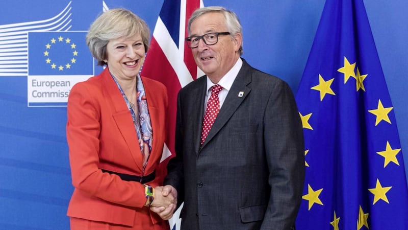 Jean-Claude Juncker, right, welcoming Theresa May last October, but recent negotiations were said to have gone &#39;very badly&#39; 
