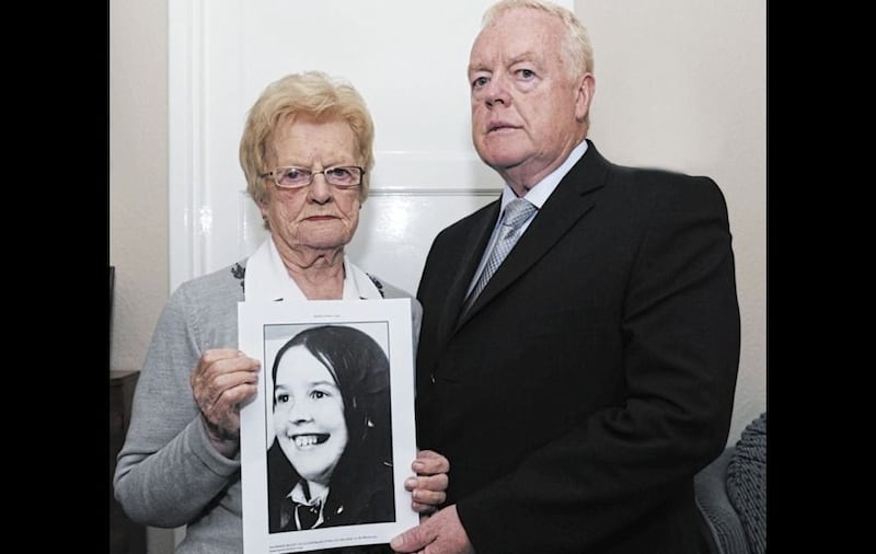 &nbsp;Majella O'Hare's brother Michael and mother Mary, who died last year, hold a picture of her. Picture by Declan Roughan