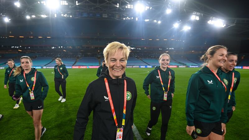 Vera Pauw and the Republic of Ireland players get a feel for Stadium Australia ahead of Thursday's World Cup opener against the Matildas. Picture by Sportsfile