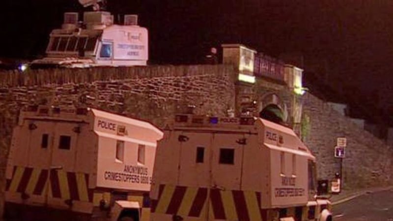 Police came under attack in a third night of violence in Derry&#39;s Bogside 