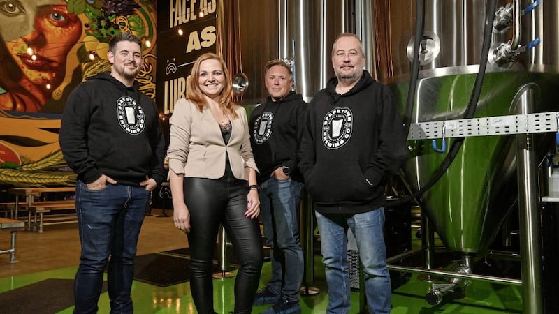 Spadetown co-founder Martin Dummigan (right) with (from left) Criostoir McConville (brewer) Annie David (commercial director) and Dave Graham (brew guru) 