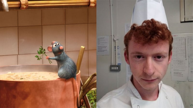 This kitchen porter is a dead ringer for one of the main characters from the film Ratatouille.