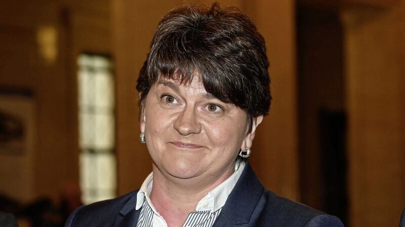 DUP Leader Arlene Foster speaking to the media at Stormont on Monday. Picture by Colm Lenaghan, Pacemaker 